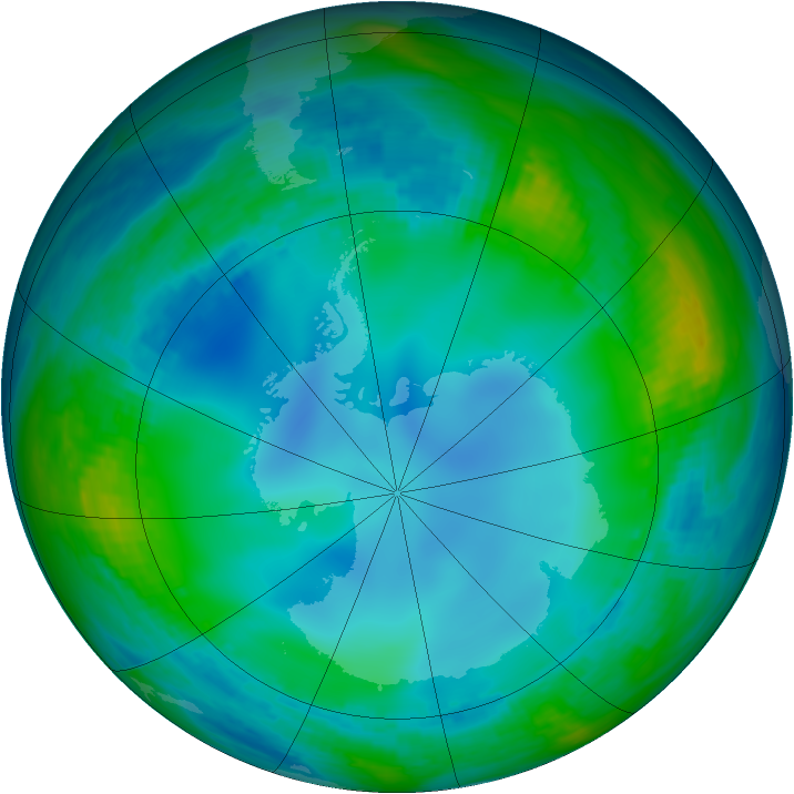 Antarctic ozone map for 04 June 1988